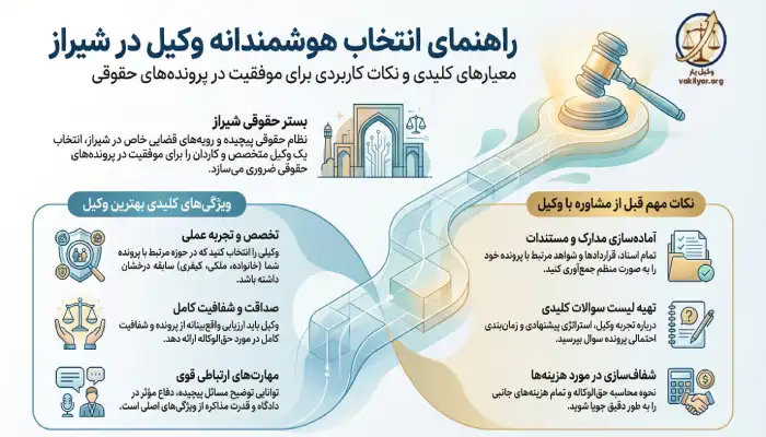 ویژگی های کلیدی بهترین وکیل شیراز معیارهای یک انتخاب هوشمندانه