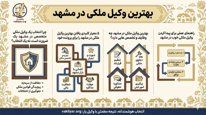 5 معیار کلیدی یافتن بهترین وکیل ملکی در مشهد را برای پرونده خود