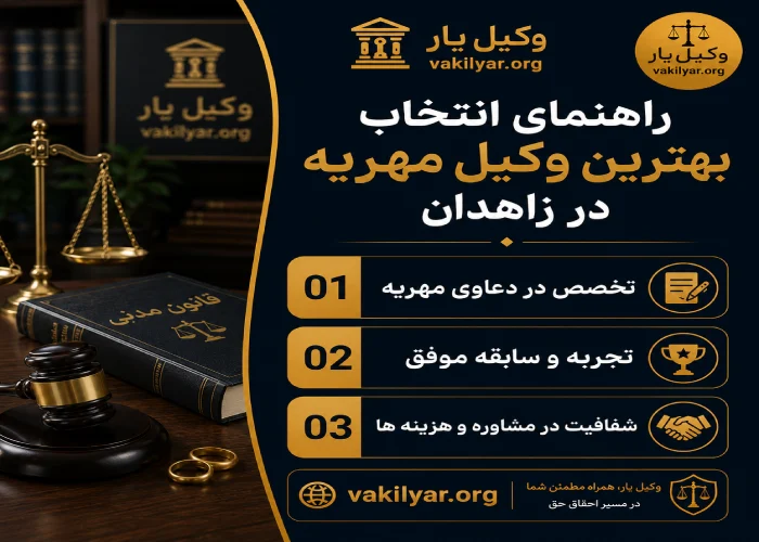 راهنمای انتخاب بهترین وکیل مهریه در زاهدان